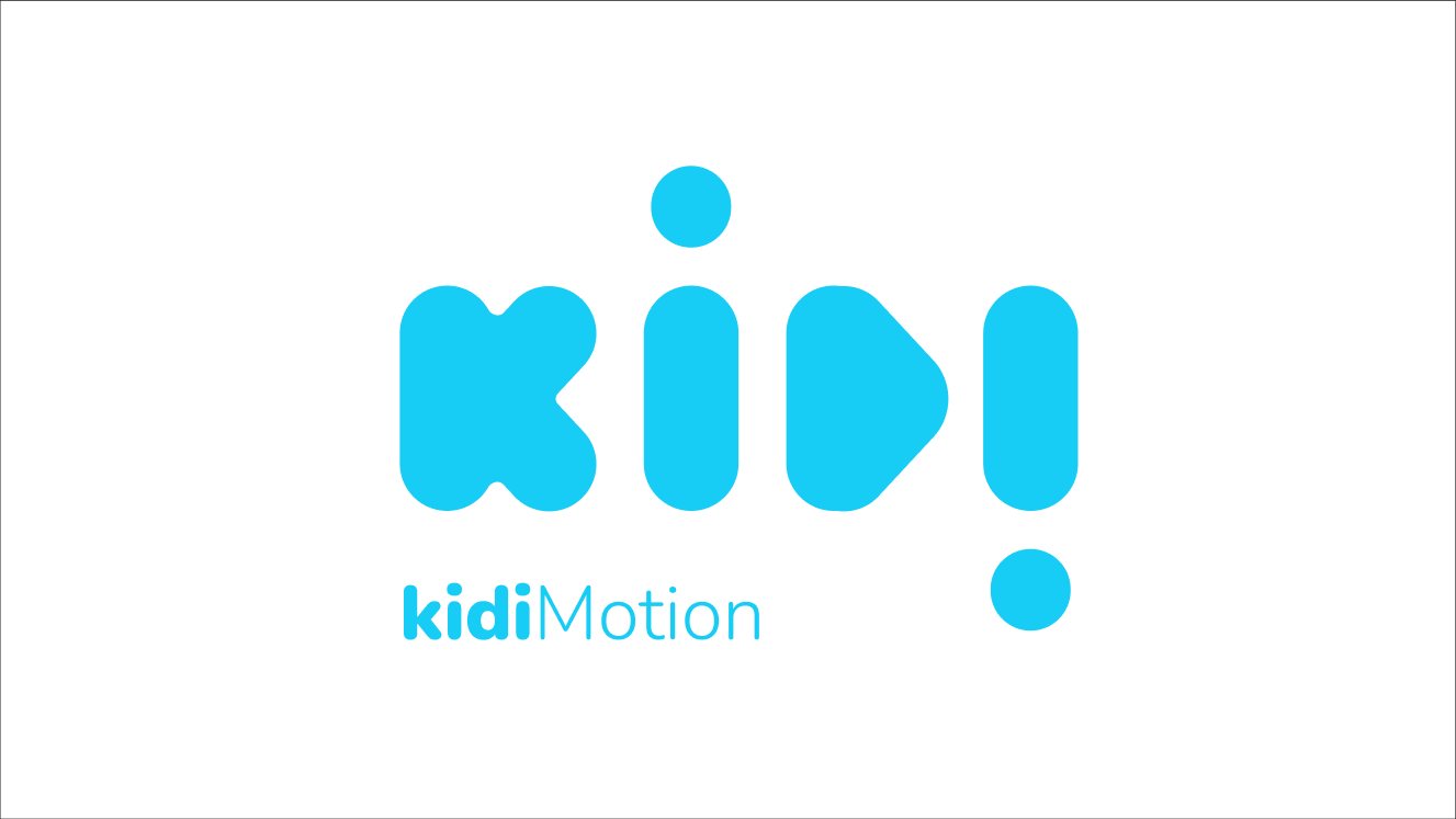 הלוגו של KidiMotion בתכלת על רקע לבן