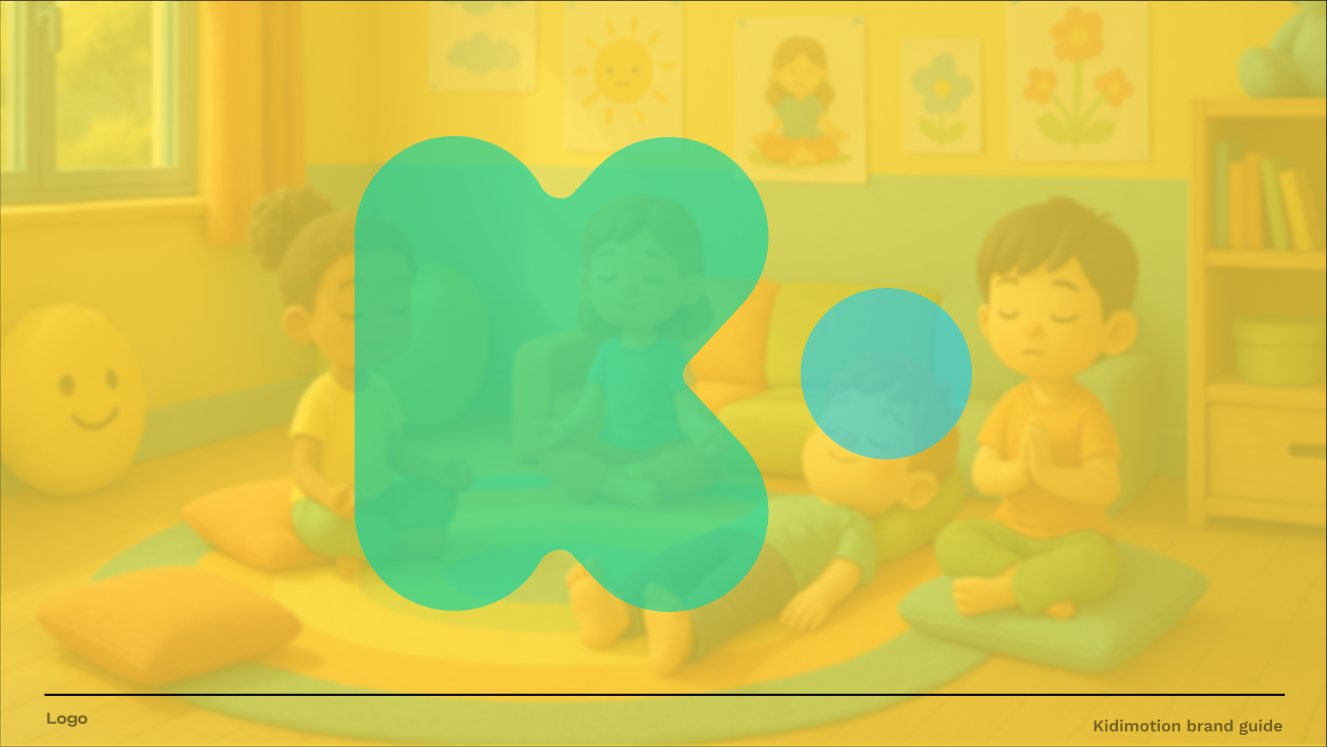 הסימן המקוצר מעל איור של ילדים מתרגלים יוגה